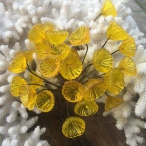 12 Vintage Clear Yellow Glass Flower Headpins